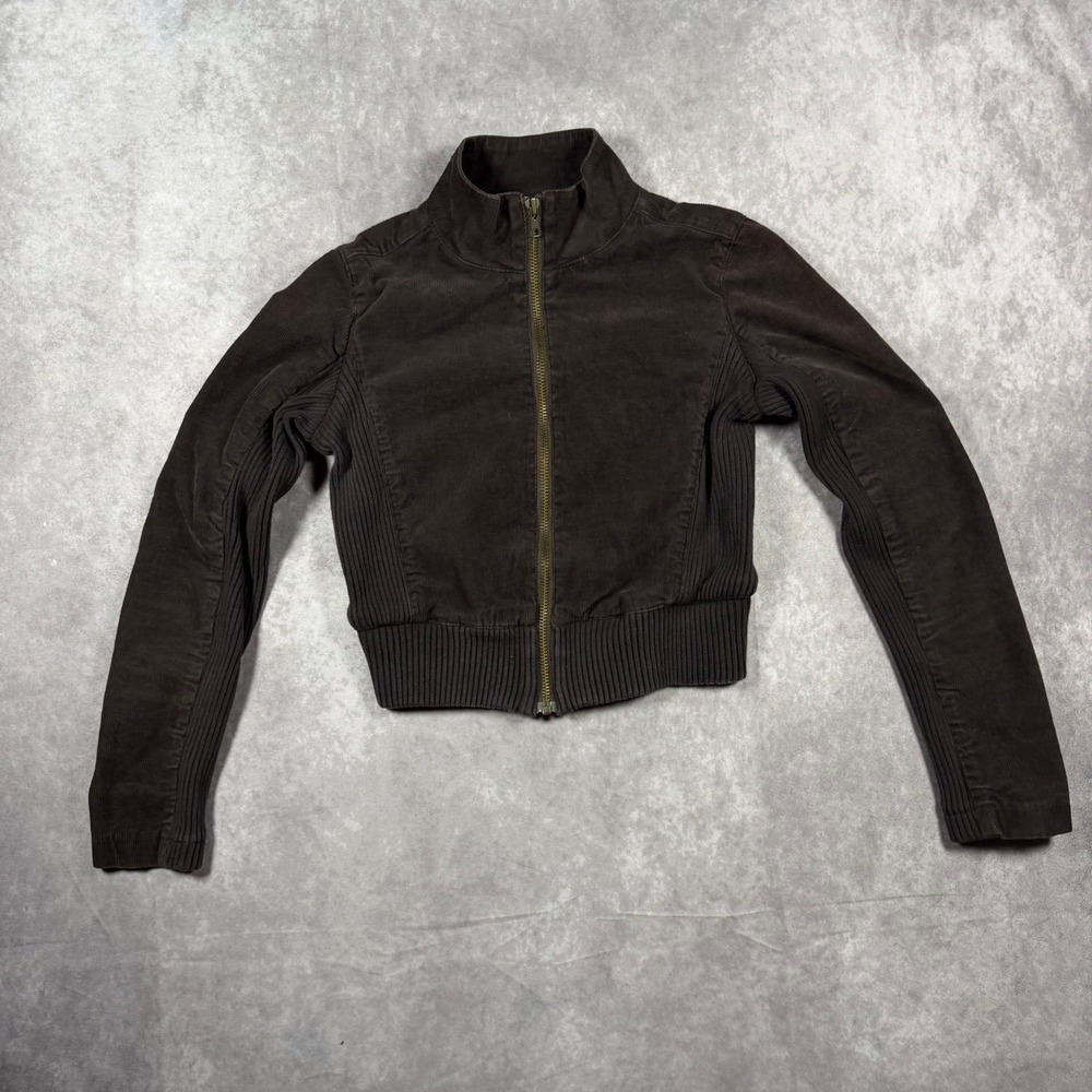 Bitten Sarah Jessica Parker Brown Corduroy Bomber Jacket Full Zip Boho Indie S